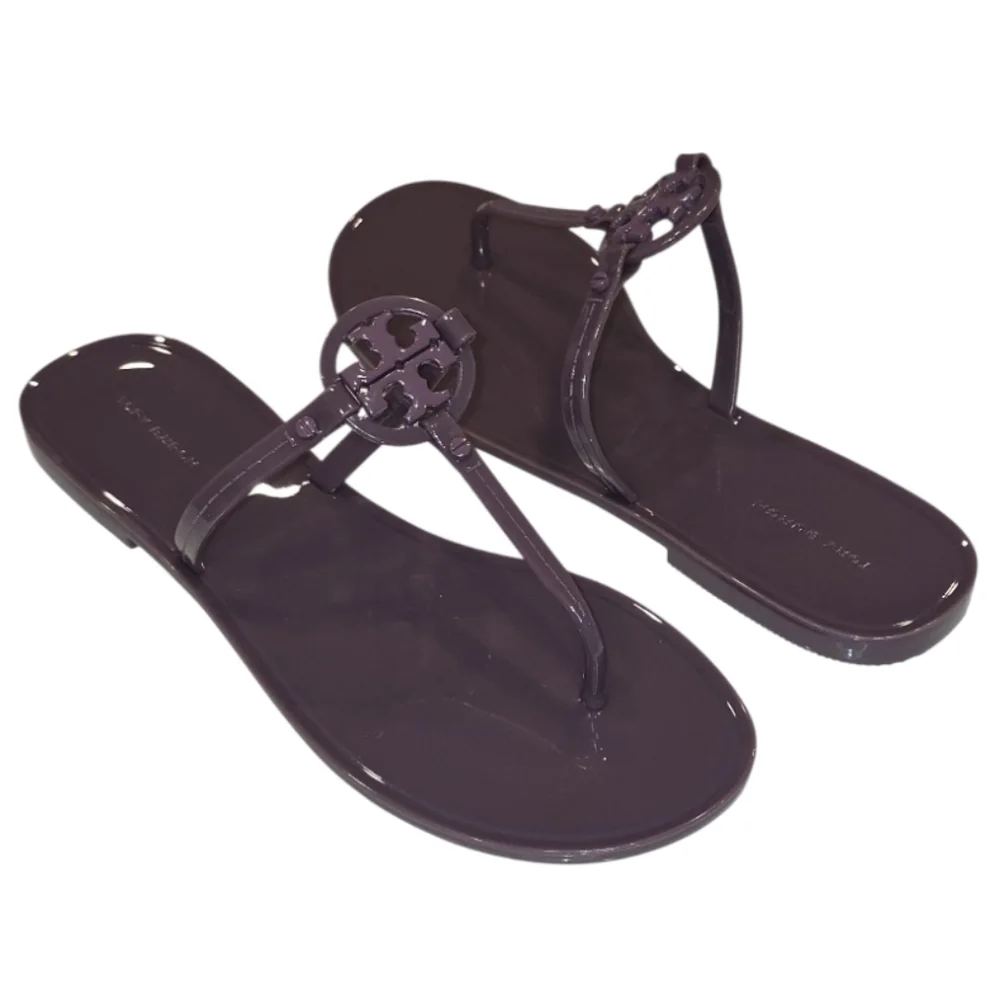 Tory Burch Mini Miller Jelly Thong Sandals In Eggplant Purple - Picture 4 of 10